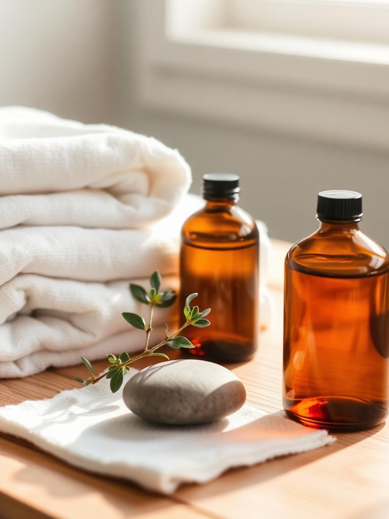 Therapist preparing massage oils